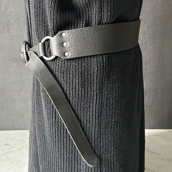 J Jill Black Leather Belt with Double Silver Rings - Women's Size XS - Picture 4 of 11